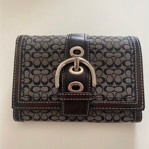 Coach Black and Gray Buckle Wallet
